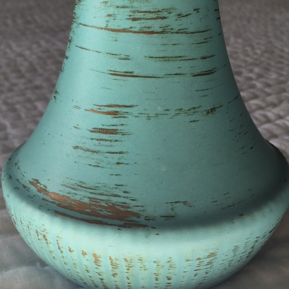 Boho Chic Teal and Gold Ceramic Vase - Picture 3 of 3
